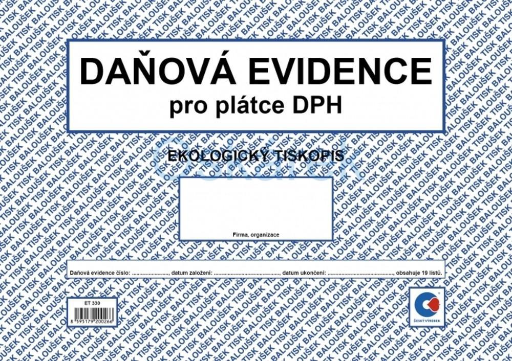 Baloušek Tisk peněžní deník A4 = daňová evidence (plátce DPH, oboustranný) eko