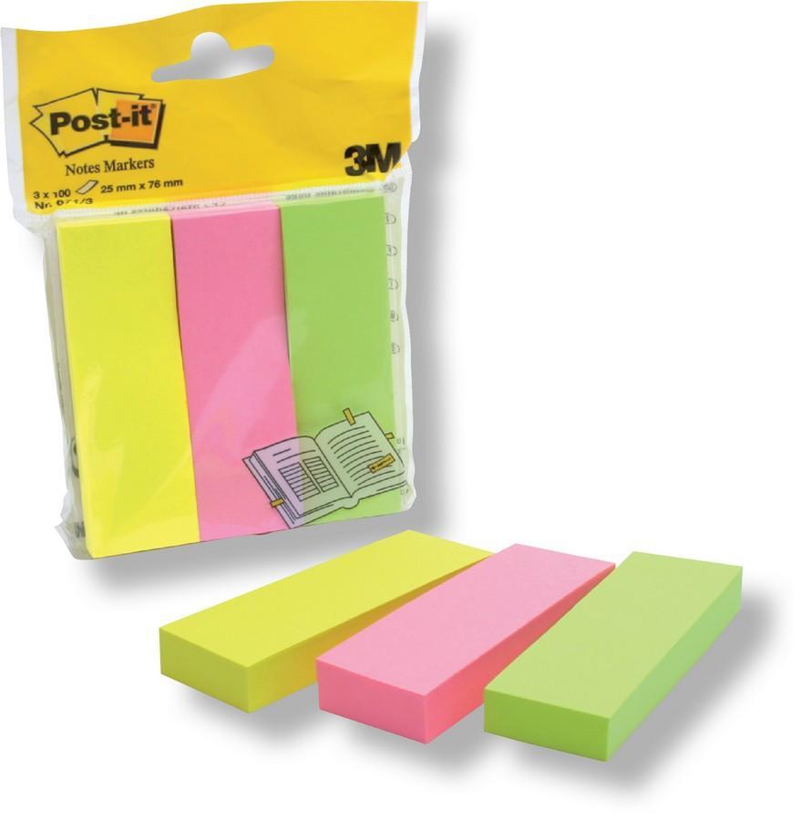 Post-it značkovací bločky 25 x 76 mm/3 ks neonové barvy