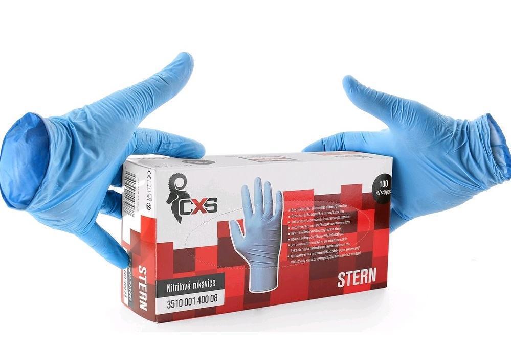 CXS rukavice STERN, jednorázové, nitril, modré, nepudřené/100 ks vel. L (9)