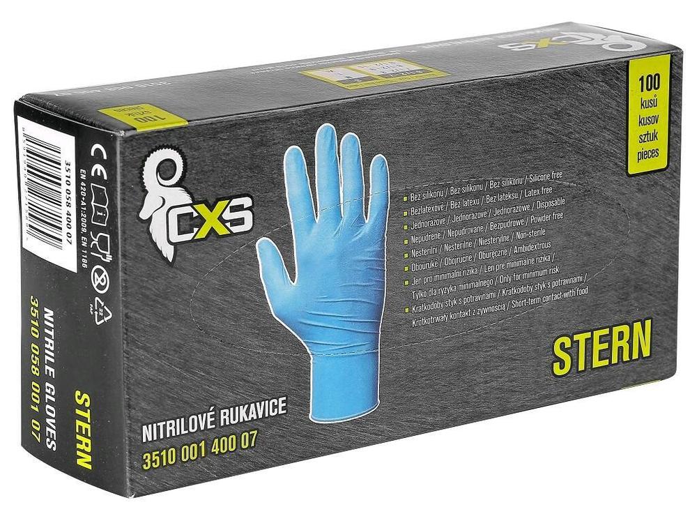 CXS rukavice STERN, jednorázové, nitril, modré, nepudřené/100 ks vel. XL (10)
