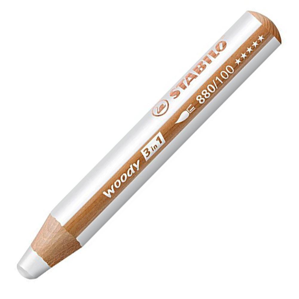 Pastelky STABILO woody 3 in 1 bílá