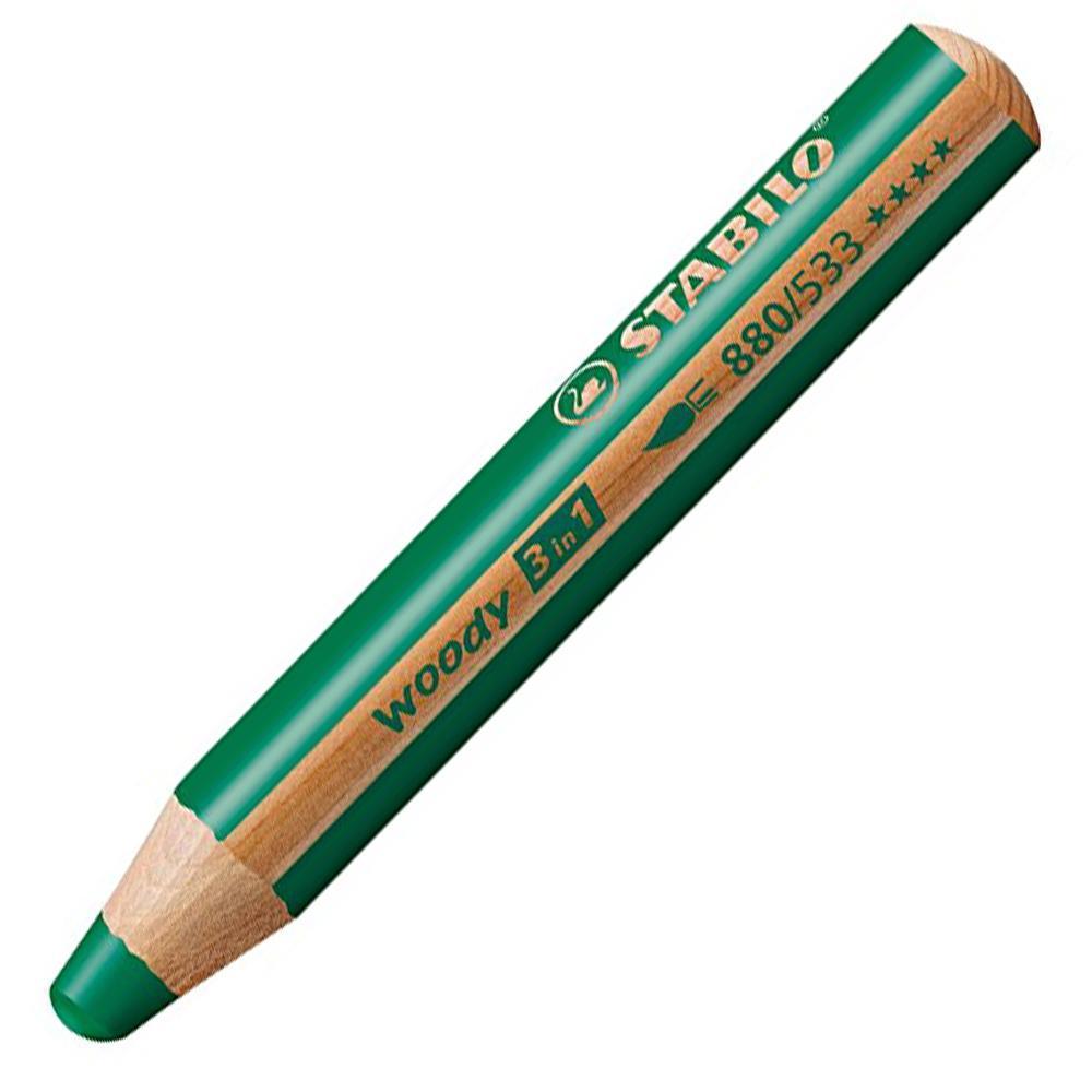 Pastelky STABILO woody 3 in 1 tmavě zelená