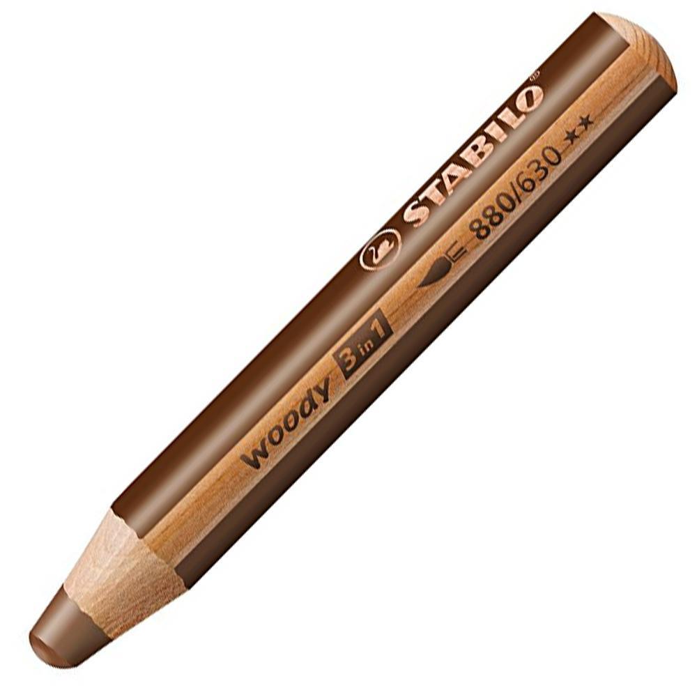 Pastelky STABILO woody 3 in 1 hnědá