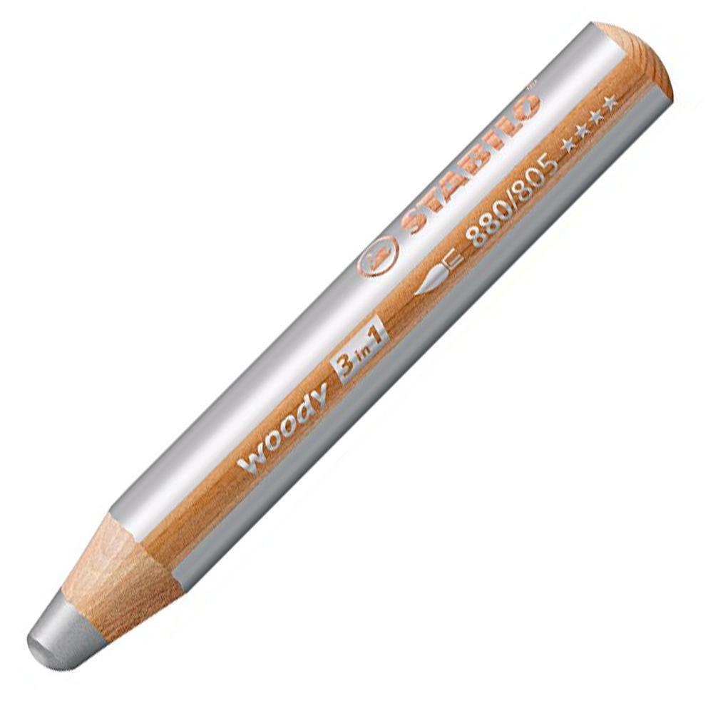 Pastelky STABILO woody 3 in 1 stříbrná
