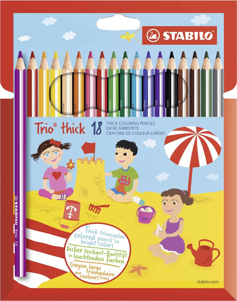 Pastelky Stabilo Trio silné sada 18 ks v papír. krabičce