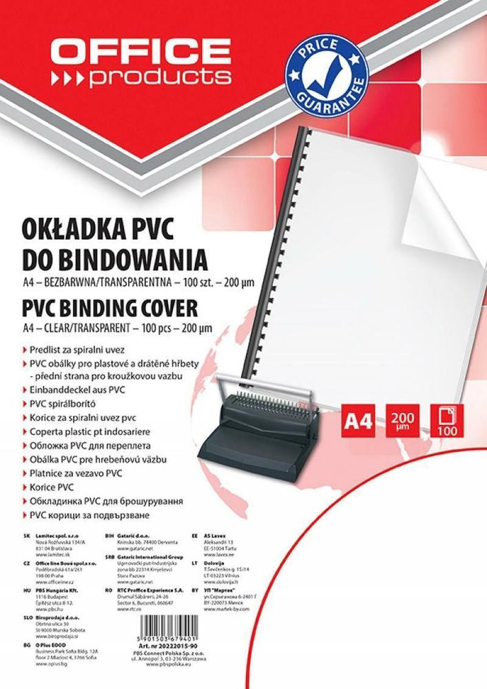 Office Products přední strana - transparentní /100 ks čirá A4/200 mic.