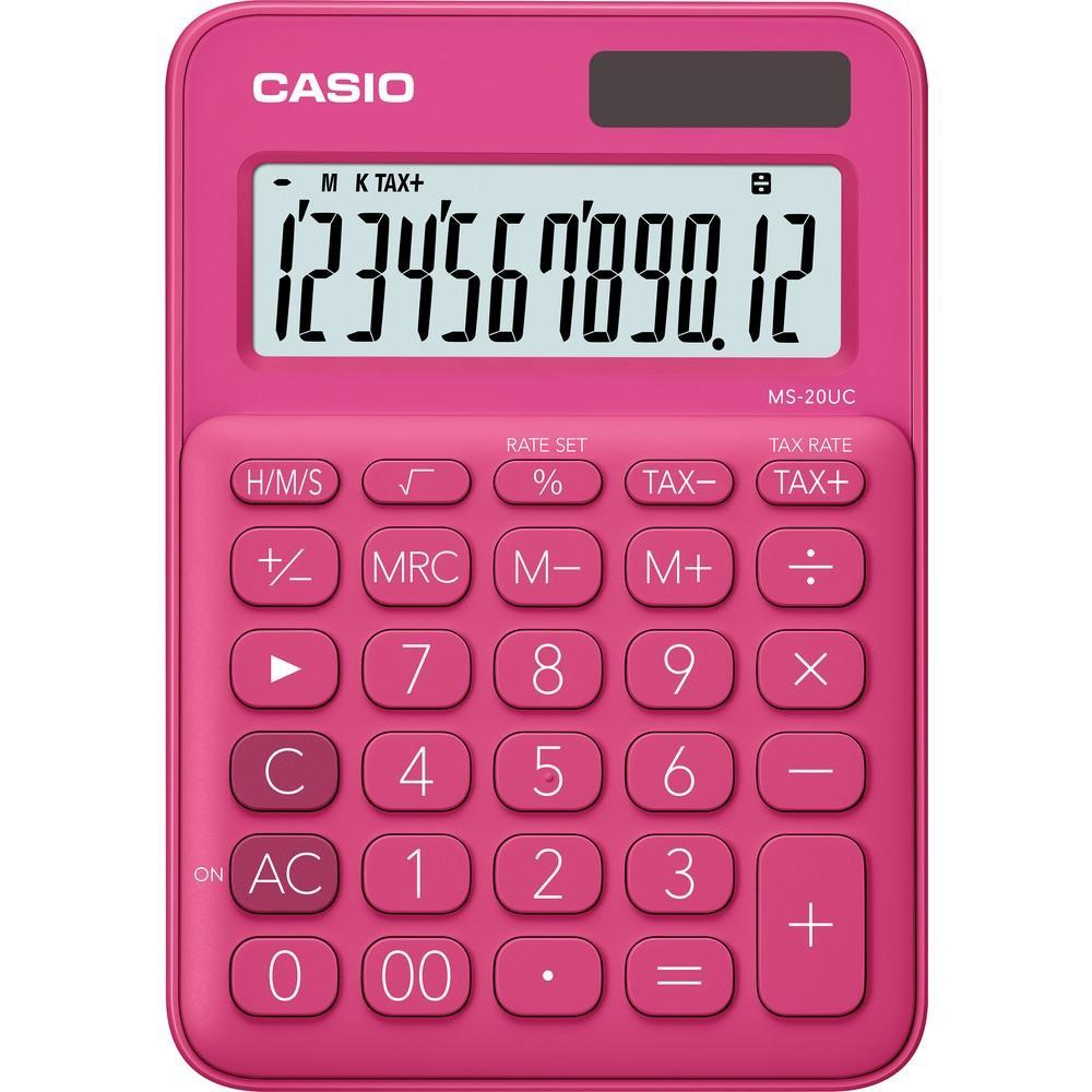 Casio kalkulačka MS 20 UC/RD stolní / 12 míst červená