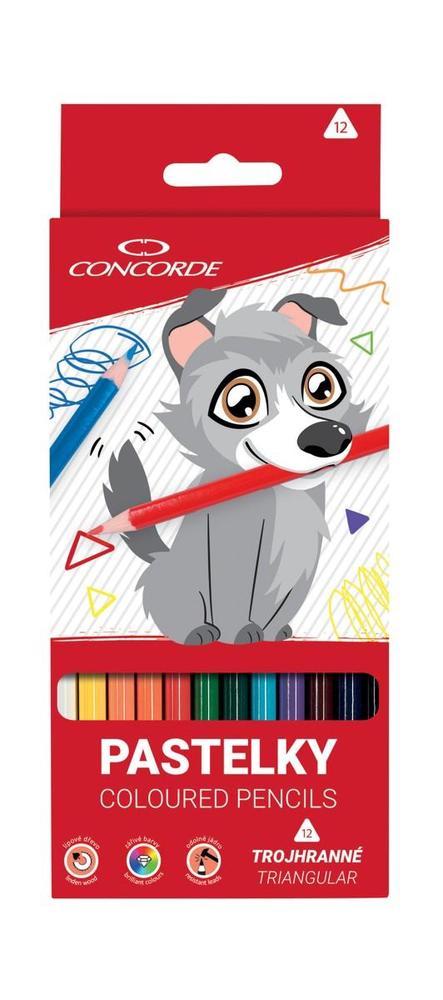 CONCORDE pastelky trojhranné 12 ks Volfík