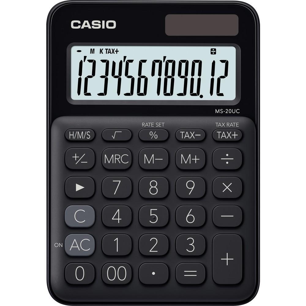 Casio kalkulačka MS 20 UC/BK stolní / 12 míst černá