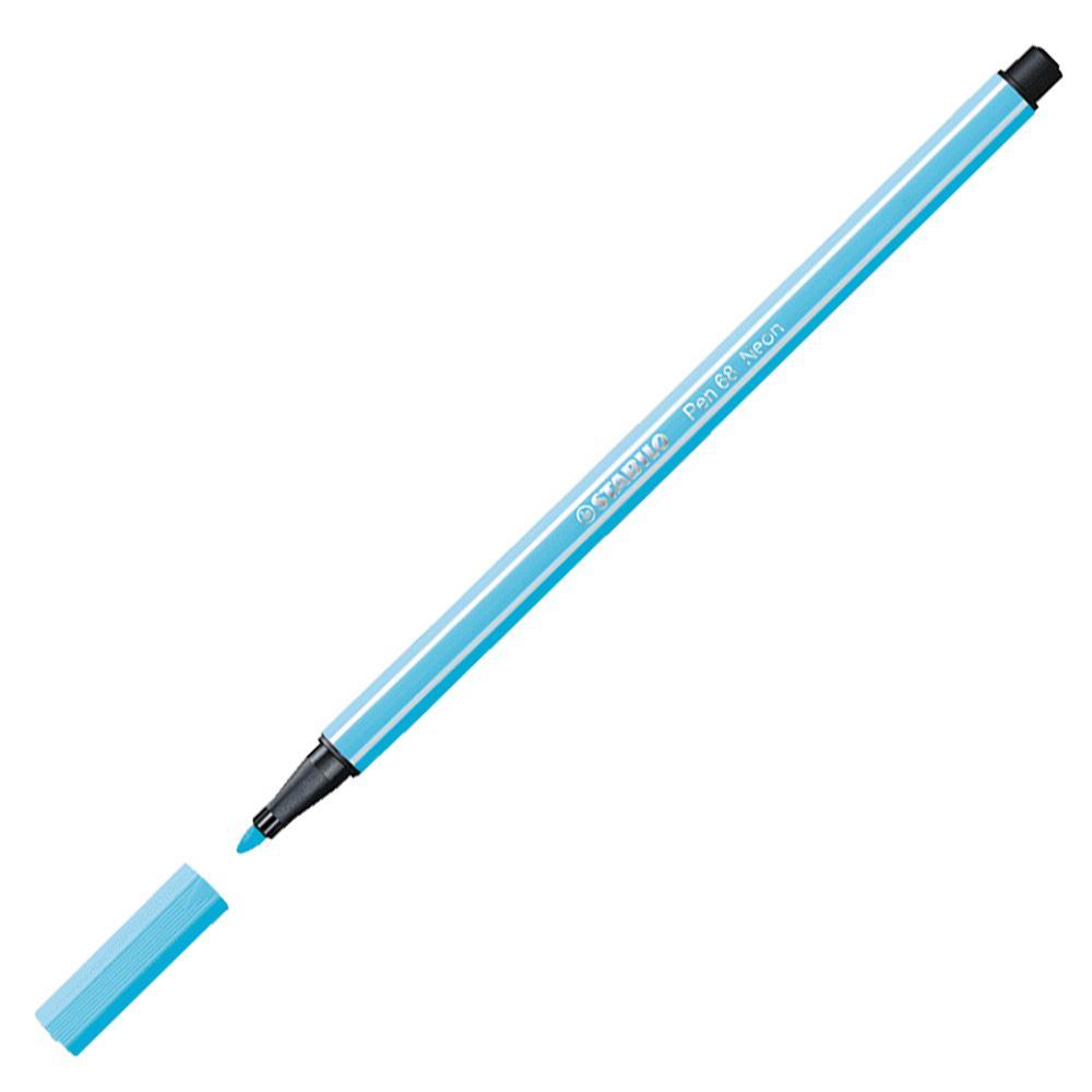 Prémiový vláknový fix STABILO Pen 68 fluorescenční modrá