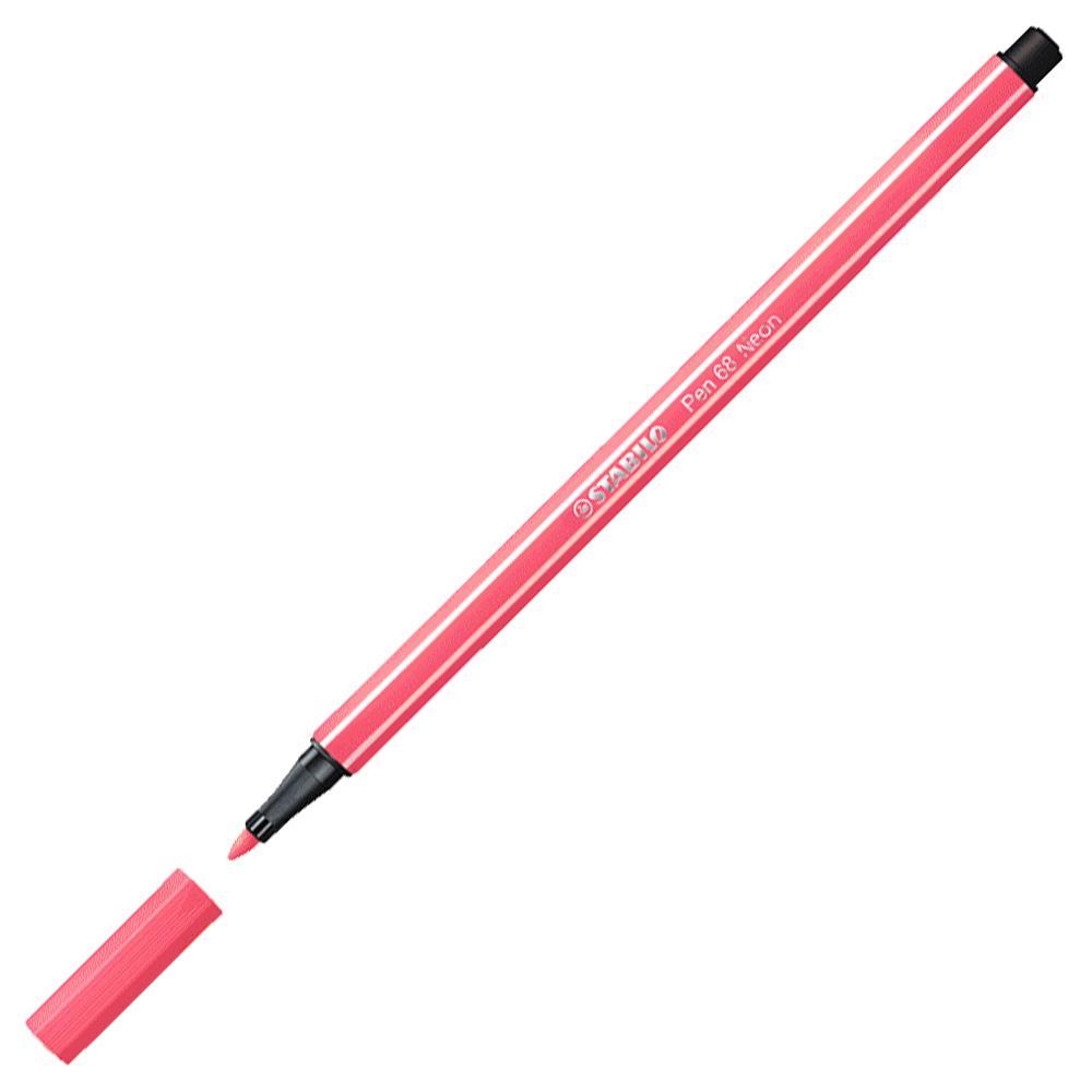 Prémiový vláknový fix STABILO Pen 68 fluorescenční červená