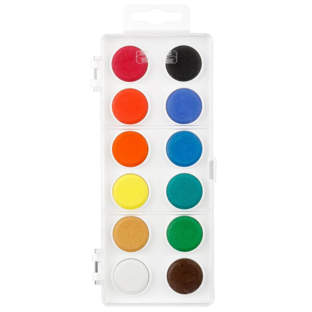 Koh-i-noor barvy vodové 12 odstínů - 22,5 mm, bílý barevník, KIN