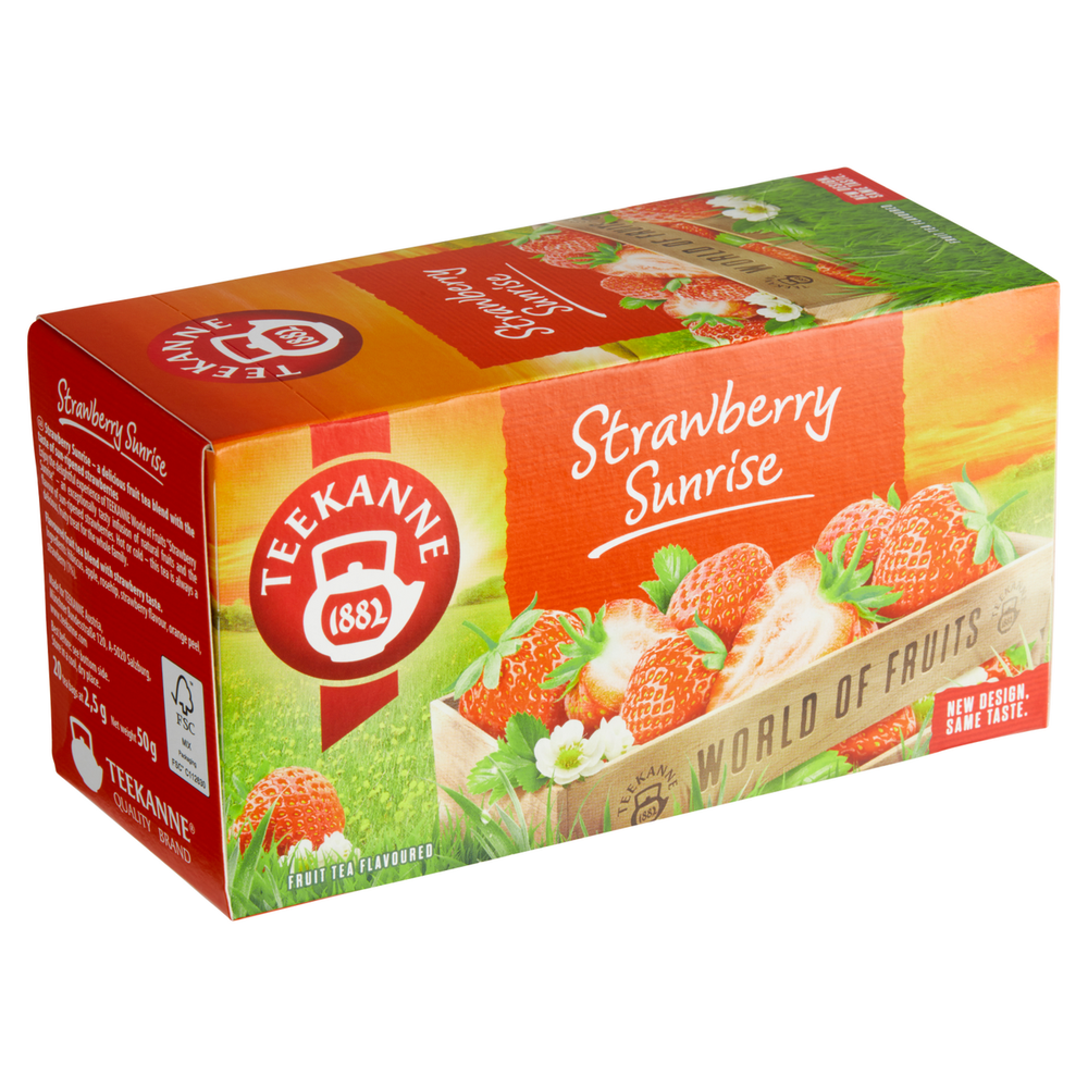 Ovocný čaj Teekanne Strawberry Sunrise (šťavnatá jahoda) / 20 sáčků