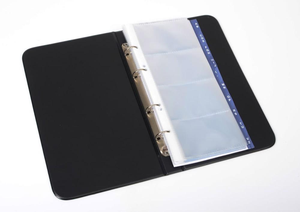 KARTON P+P vizitkář kroužkový A5/200 vizitek, plast, černý