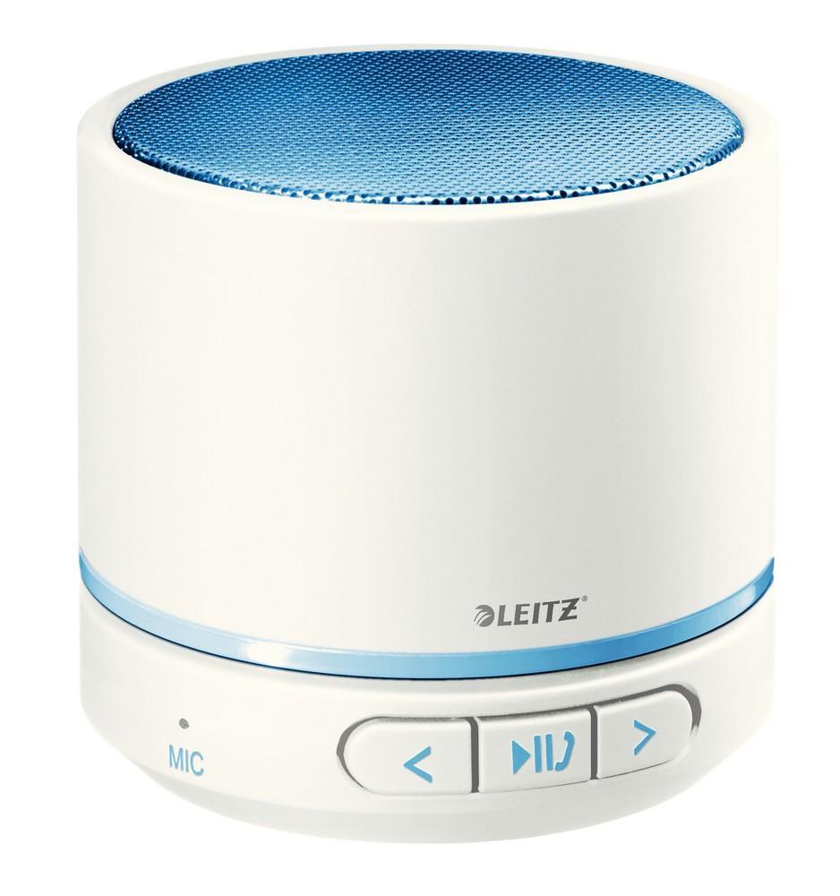 Leitz přenosný mini Bluetooth reproduktor s mikrofonem WOW bílý/modrý