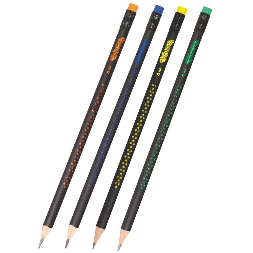 Colorino tužka grafitová trojhranná HB motiv hvězd mix barev
