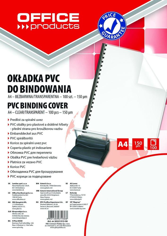 Office Products přední strana - transparentní /100ks čirá A4/150 mic.