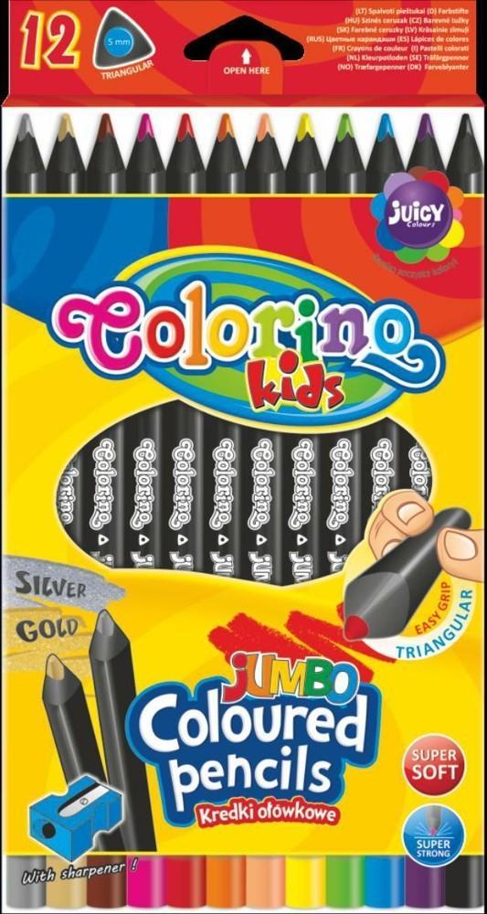 Colorino pastelky trojhranné JUMBO černé 12 ks + ořezávátko