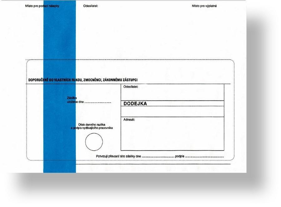 Obálka s dodejkou C5, samopropisující, s textem, modrý pruh, oblá klopa, 100 ks, 229 x 155