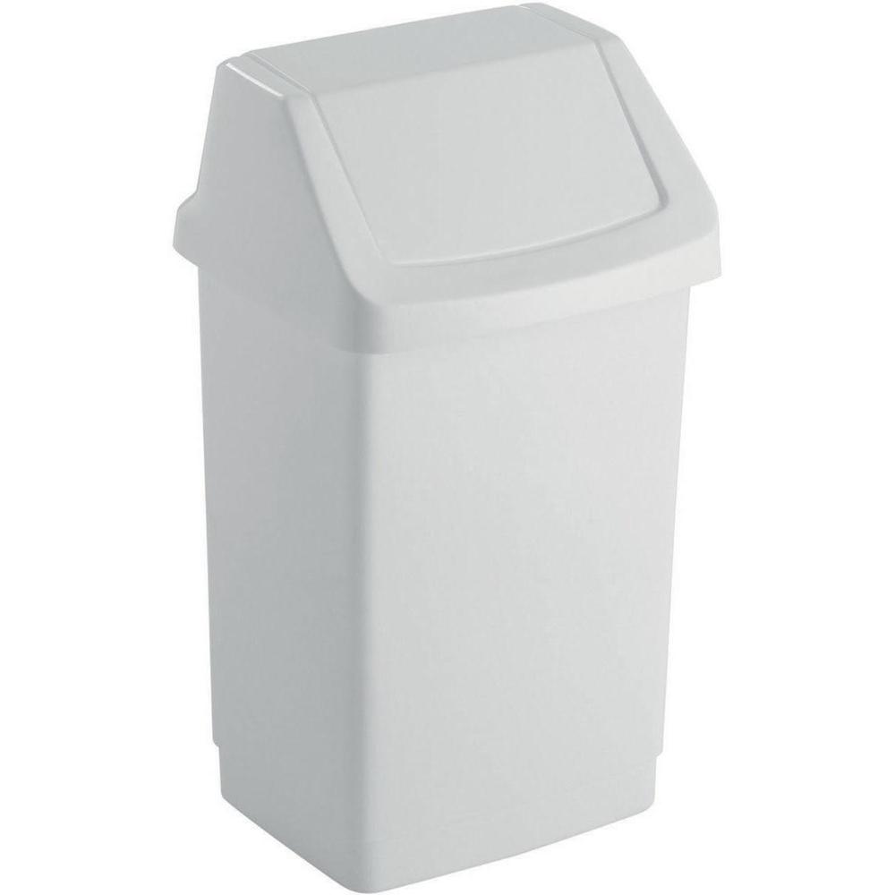 Koš odpadkový 25 l, bílý s hranatým výklopným víkem