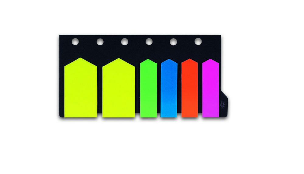 CONCORDE záložky samolepicí plastové šipky 12 x 44 mm + 25 x 46 mm/6 x 20 listů neon