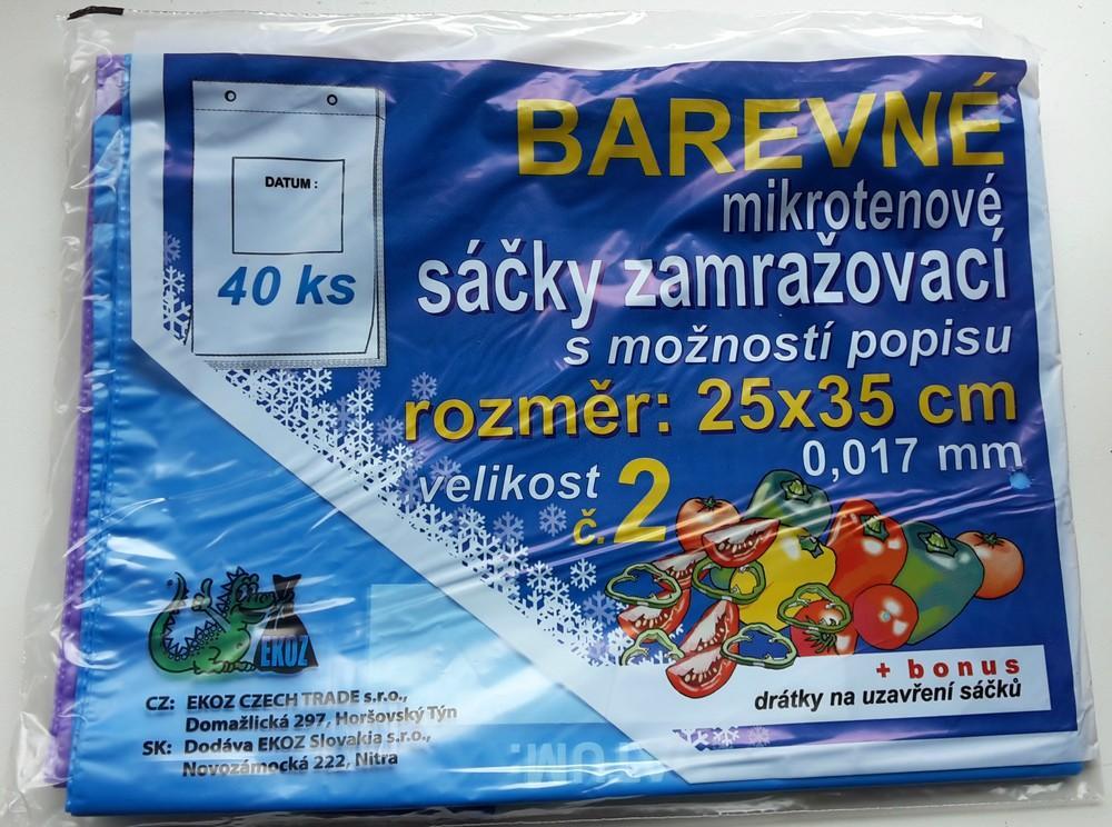 Sáček zamrazovací č.2 barevné 250 x 350 / 40 ks, 17 mic