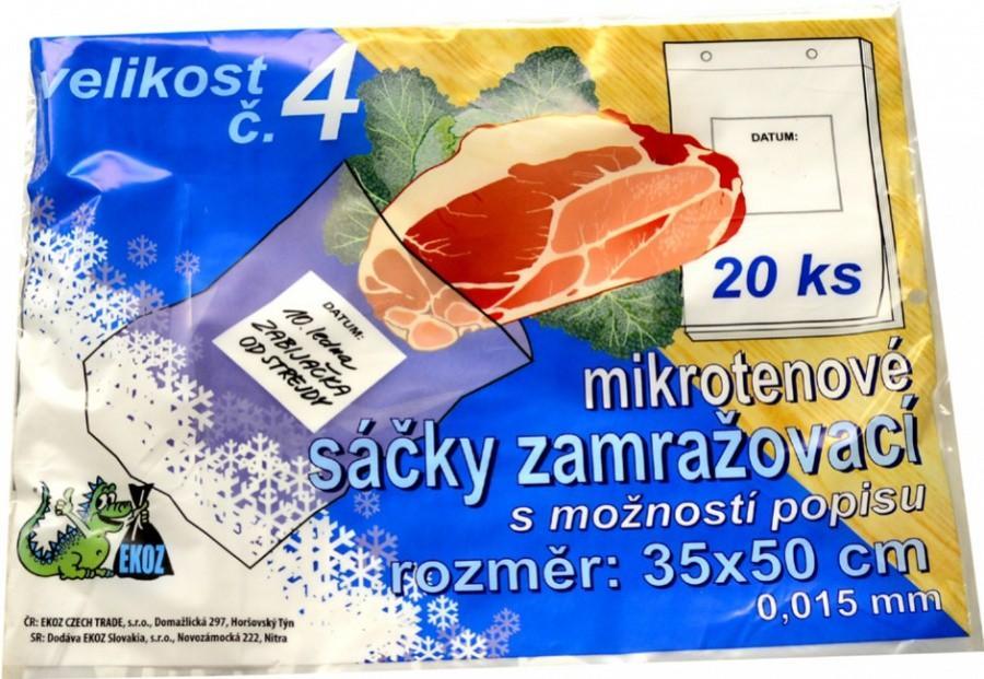 Sáček zamrazovací č.4 transparentní 350 x 500 / 20 ks, 15 mic