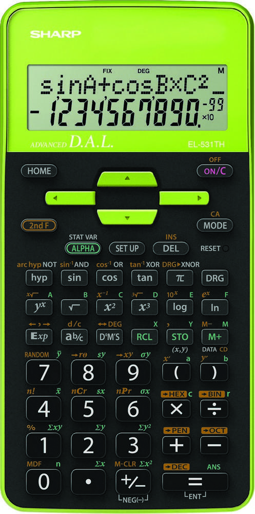 Sharp kalkulačka EL-531THGR školní zelená, dvouřádková