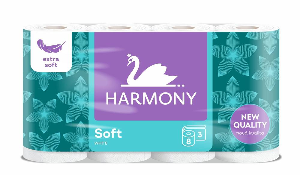 Harmony papír toaletní Soft 160 útržků 3-vrstvý recykl bílý / 8 ks