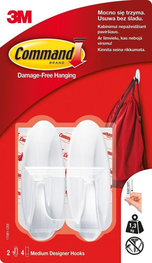 Háček Command™nalepovací střední oválný 2 ks bílý