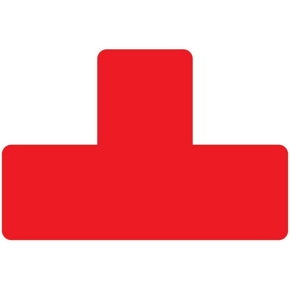 Samolepicí podlahové značení “T“ 150 x 50 mm červené /10 ks