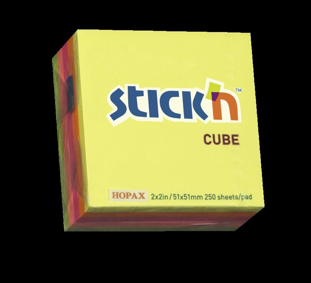 Bloček samolepicí STICK'N 51 x 51 mm neonový mix / 250 listů