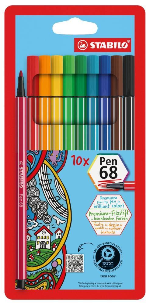 Prémiový vláknový fix STABILO Pen 68 10 barev