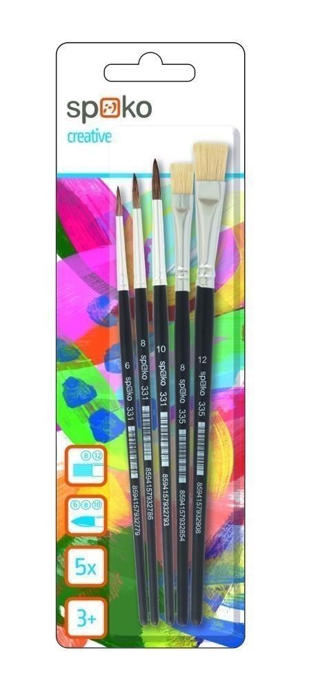 Spoko štětec - souprava kulaté č. 6,8,10 a ploché č. 8,12