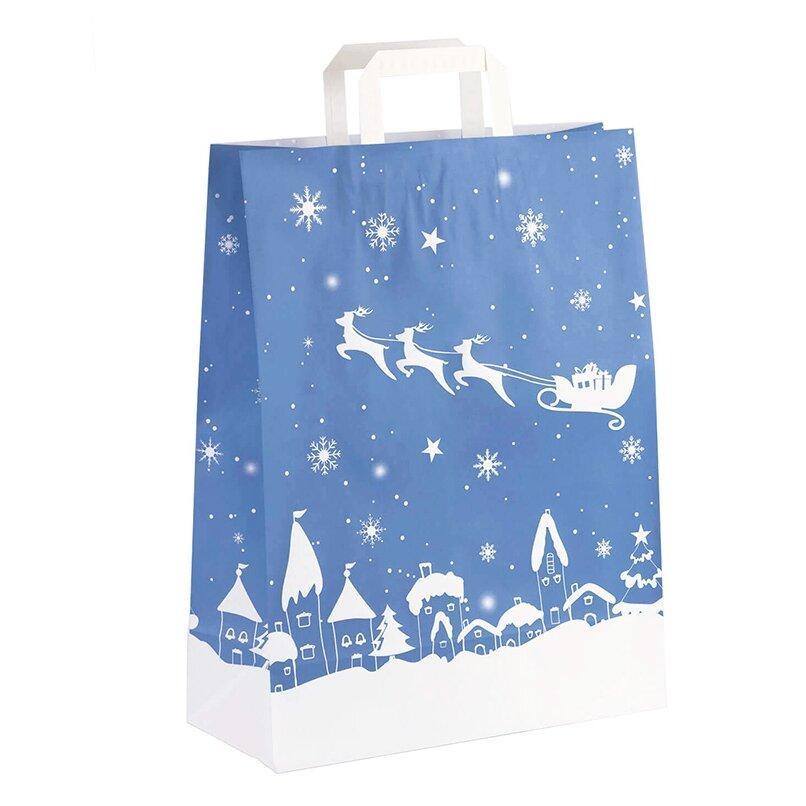 Taška dárková papírová, ploché ucho Saně 22x10x28cm