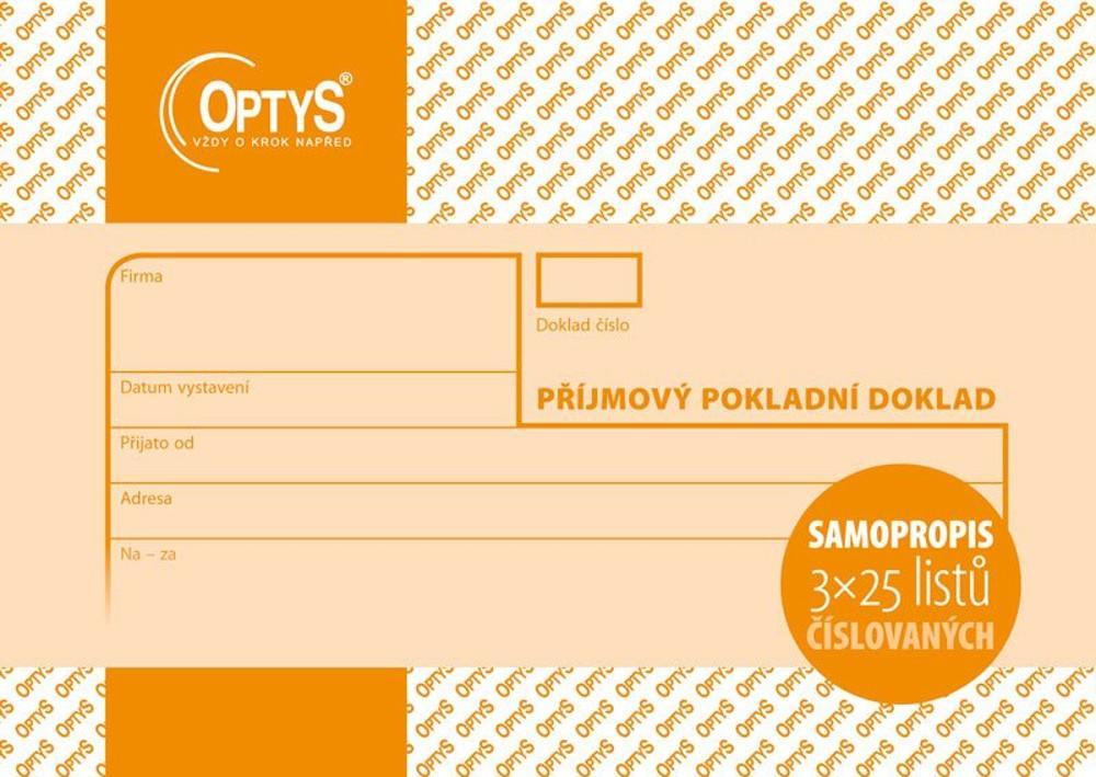 Příjmový pokladní doklad číslovaný samopropisovací A6 3x25