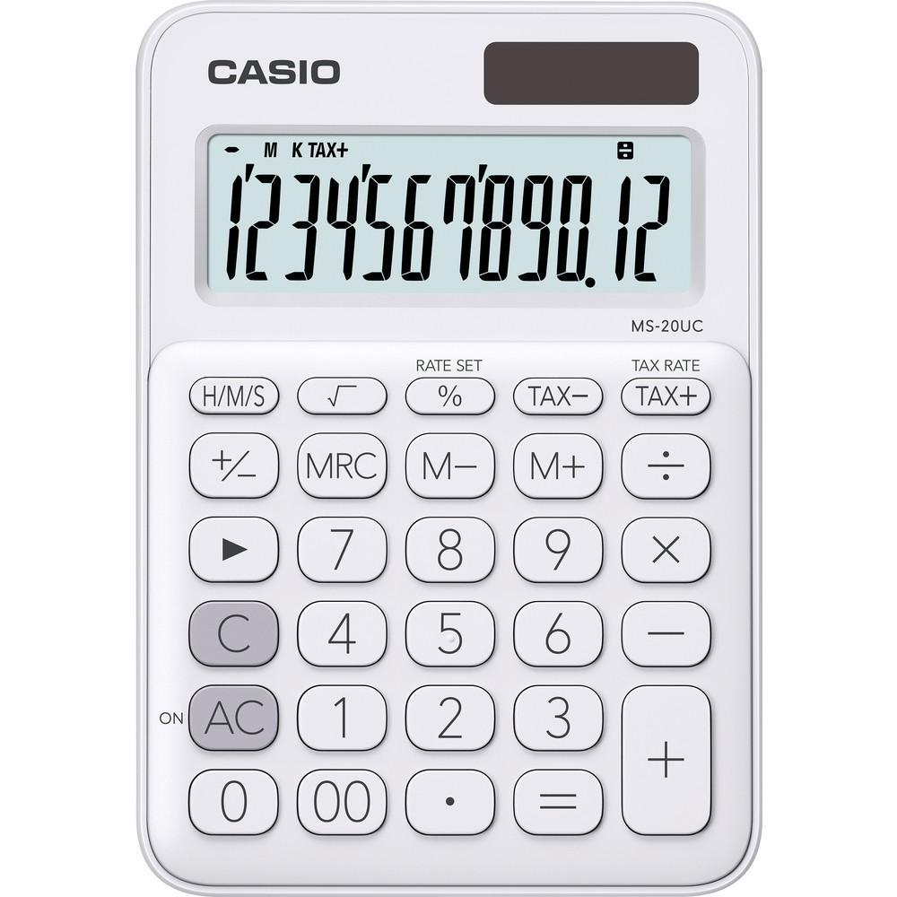 Casio kalkulačka MS 20 UC/WE stolní / 12 míst bílá