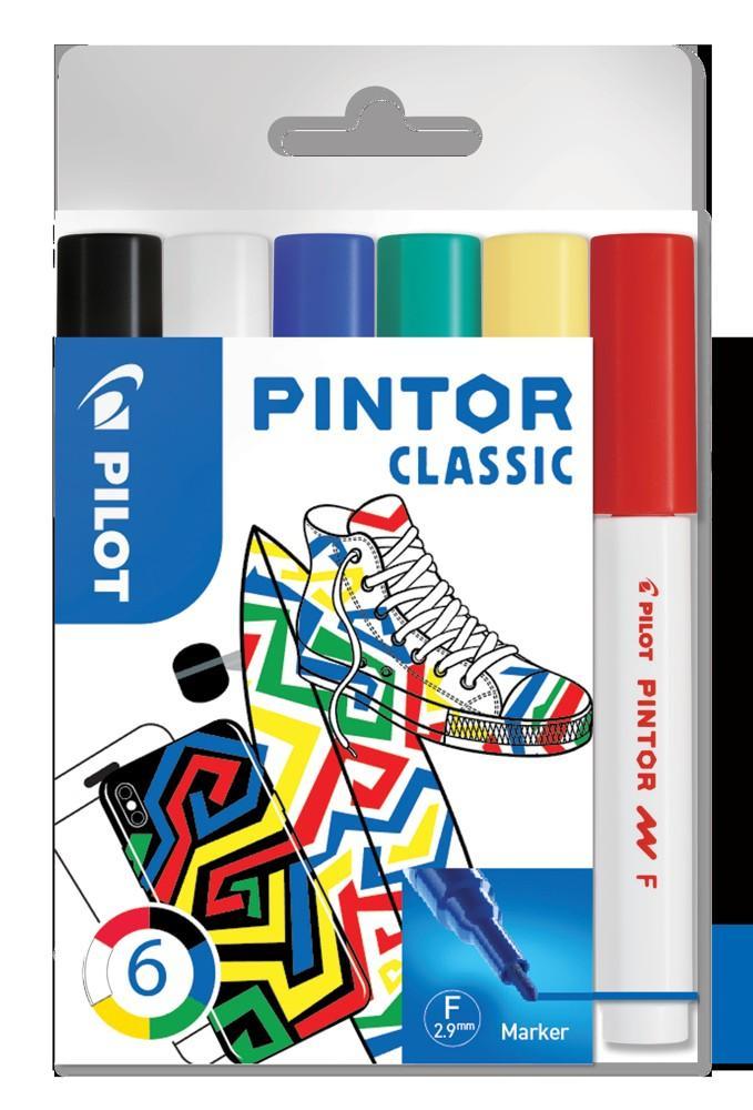 Pilot popisovač akrylový 4074 Pintor Classic sada 6 barev hrot F