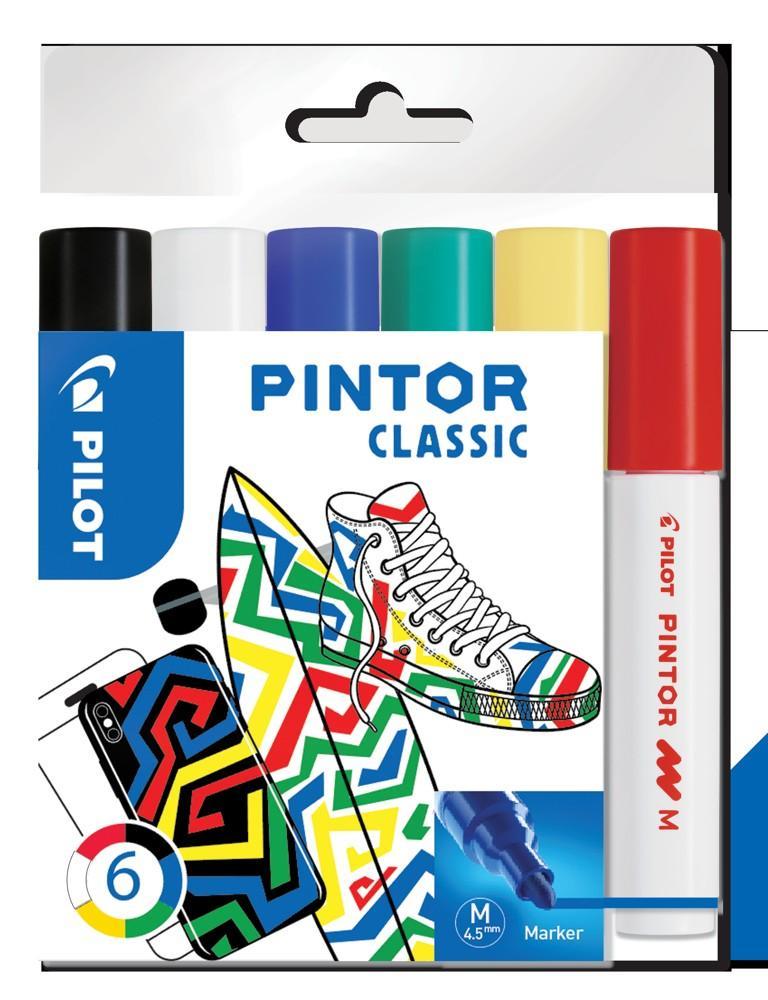 Pilot popisovač akrylový 4076 Pintor Classic sada 6 barev hrot M