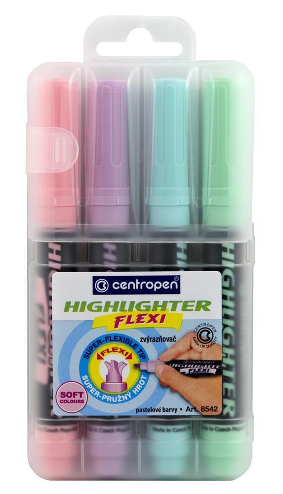 Centropen zvýrazňovač 8542 Flexi Soft sada 4 kusů