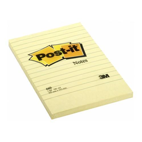 Post-it blok samolepicí 102 x 152 mm žlutý linkovaný