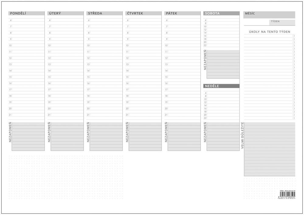 Baloušek Tisk mapa plánovací A3 týdenní, 30 listů