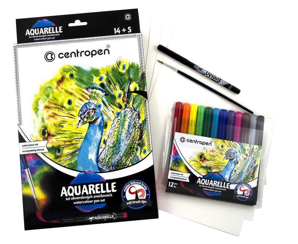 Centropen sada 9383 Aquarelle se štětcem a papíry