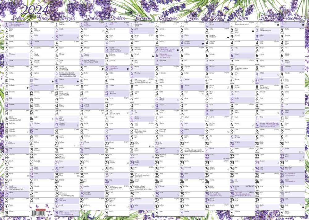 Baloušek Tisk kalendář nástěnný jednolistový roční - Levandule