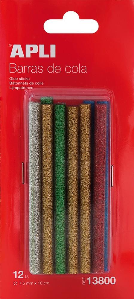 Tyčinky do tavné pistole APLI malé se třpytkama -100 mm x pr. 7,5 mm /12 ks