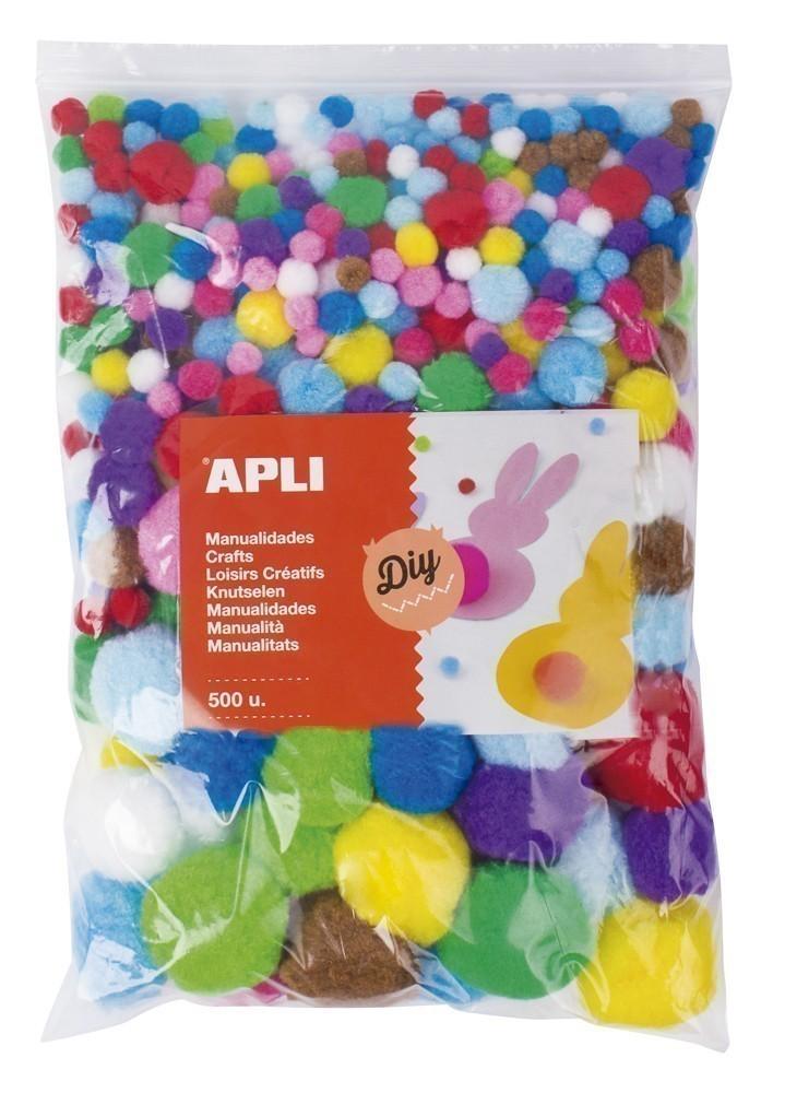 Apli pom pom mix velikostí a barev / 500 ks JUMBO