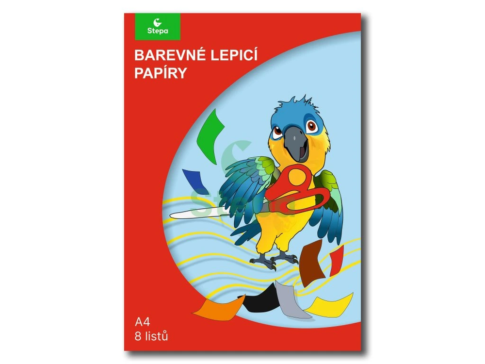 Papíry barevné složka A4, 8 listů - lepicí