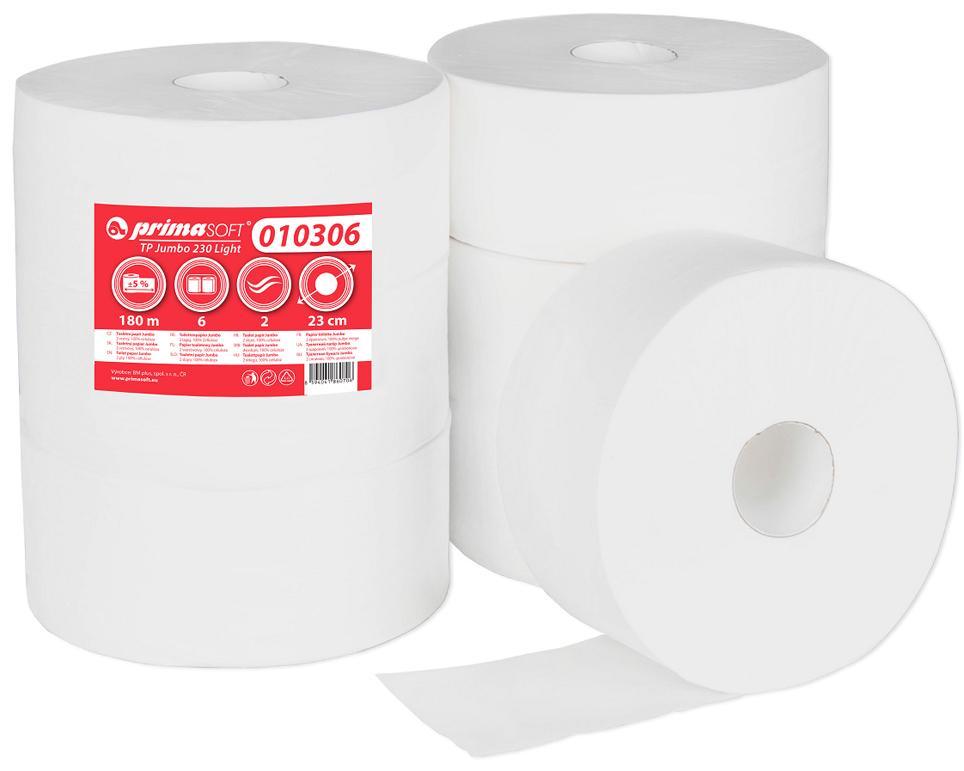 Papír toaletní JUMBO Ø 230 mm celulozový 2-vrstvý / 6 ks