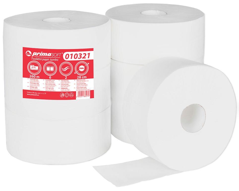 Papír toaletní JUMBO Ø 280 mm celulozový 2-vrstvý / 6 ks