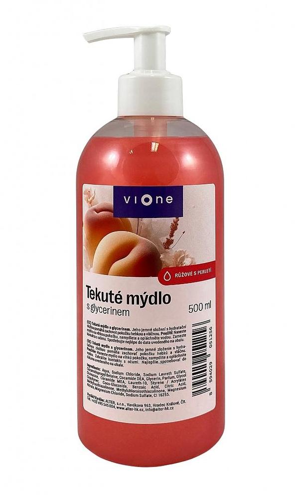 Mýdlo tekuté s perletí Vione s pumpičkou 500ml Broskev